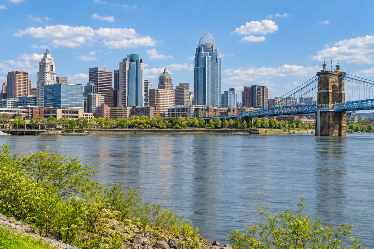 Typical Cincinnati riverfront
