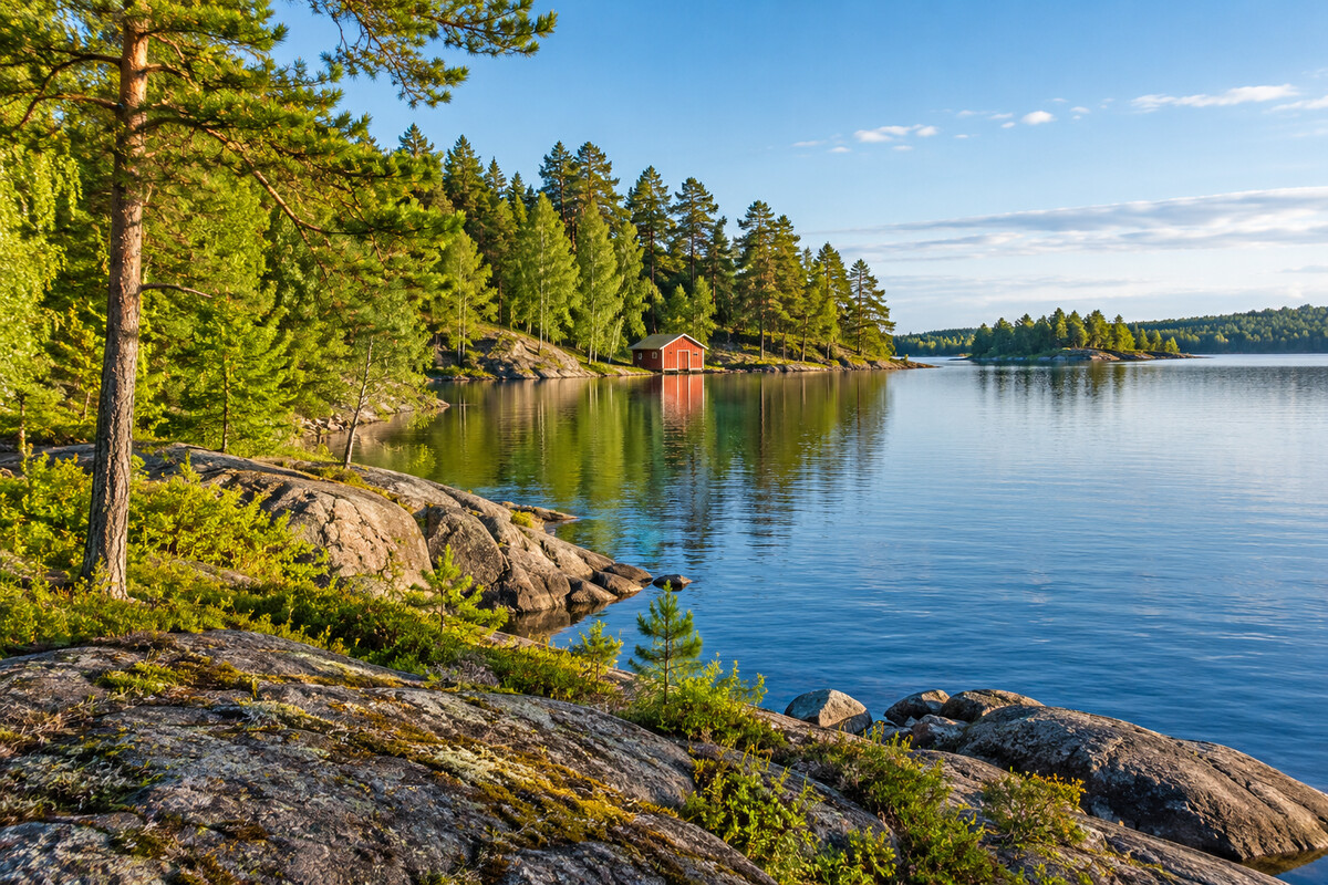 Swedish lakeside landscape