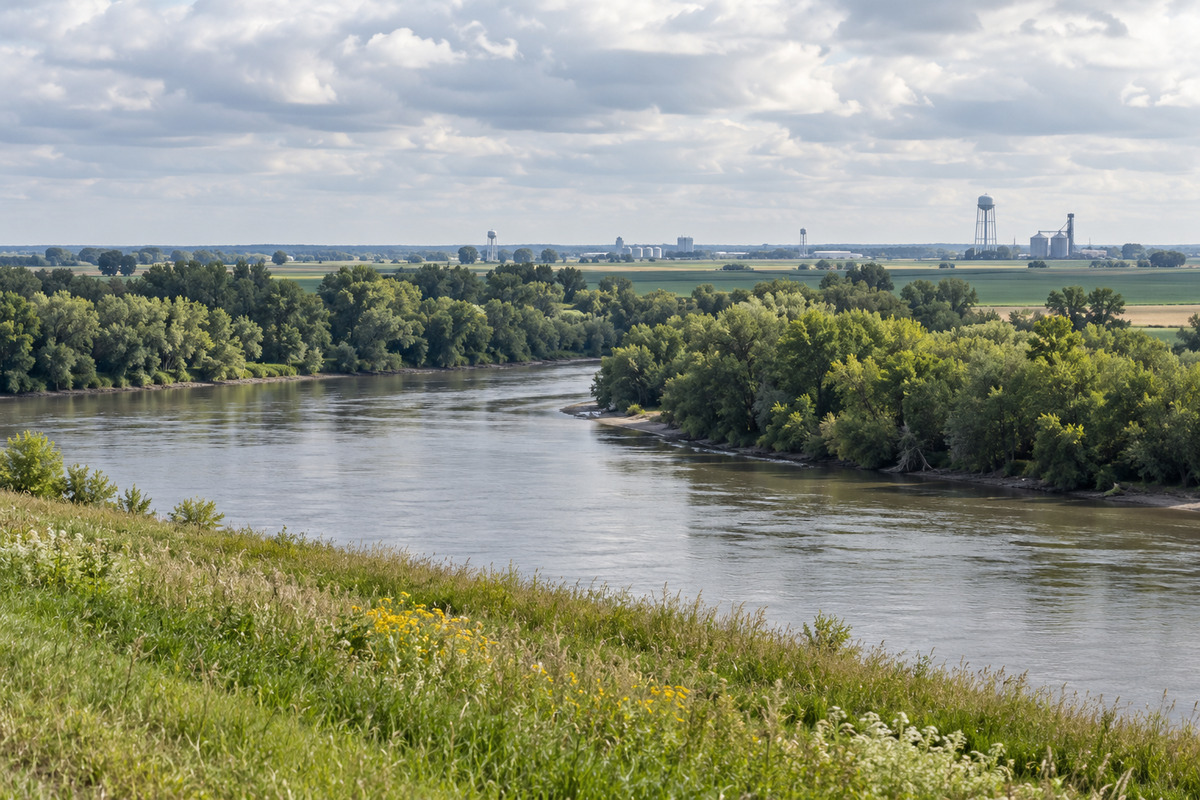 Midwestern river and farmland
