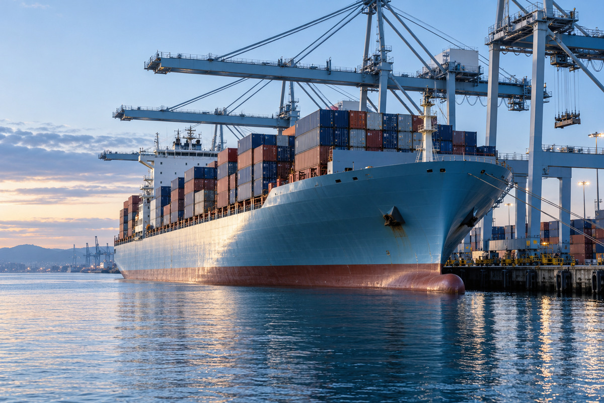 Container ship at berth